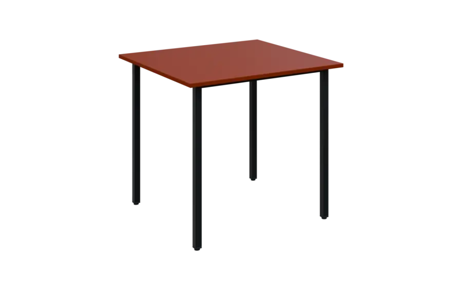 JSB 80N Jídelní stůl 800 x 800 mm, deska cihlově červená / podnož černá